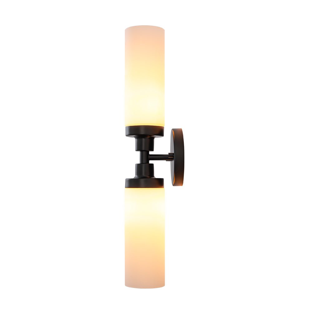 Modern 2-Light Opal Glass Cylinder Vanity Wall Lamp