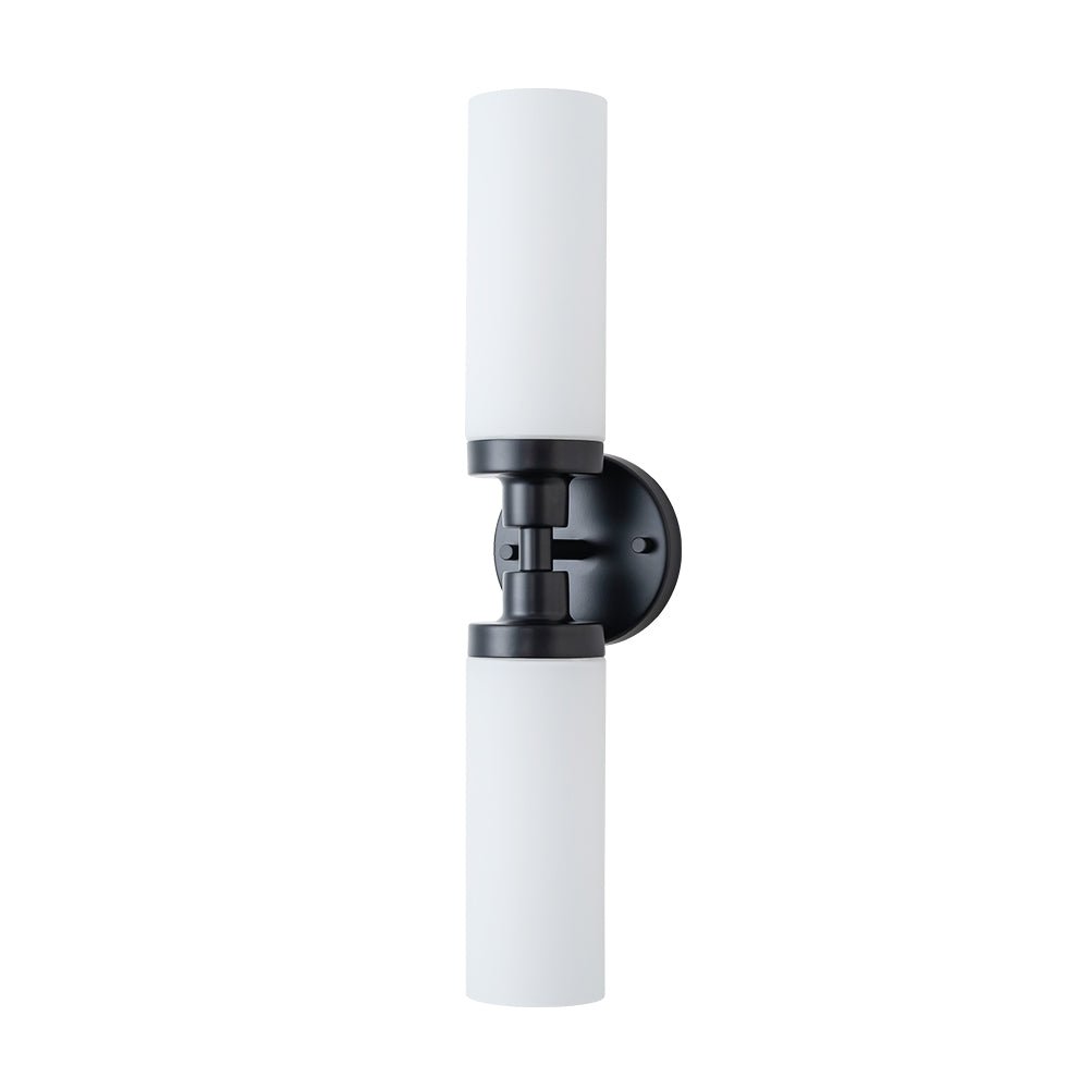 Modern 2-Light Opal Glass Cylinder Vanity Wall Lamp