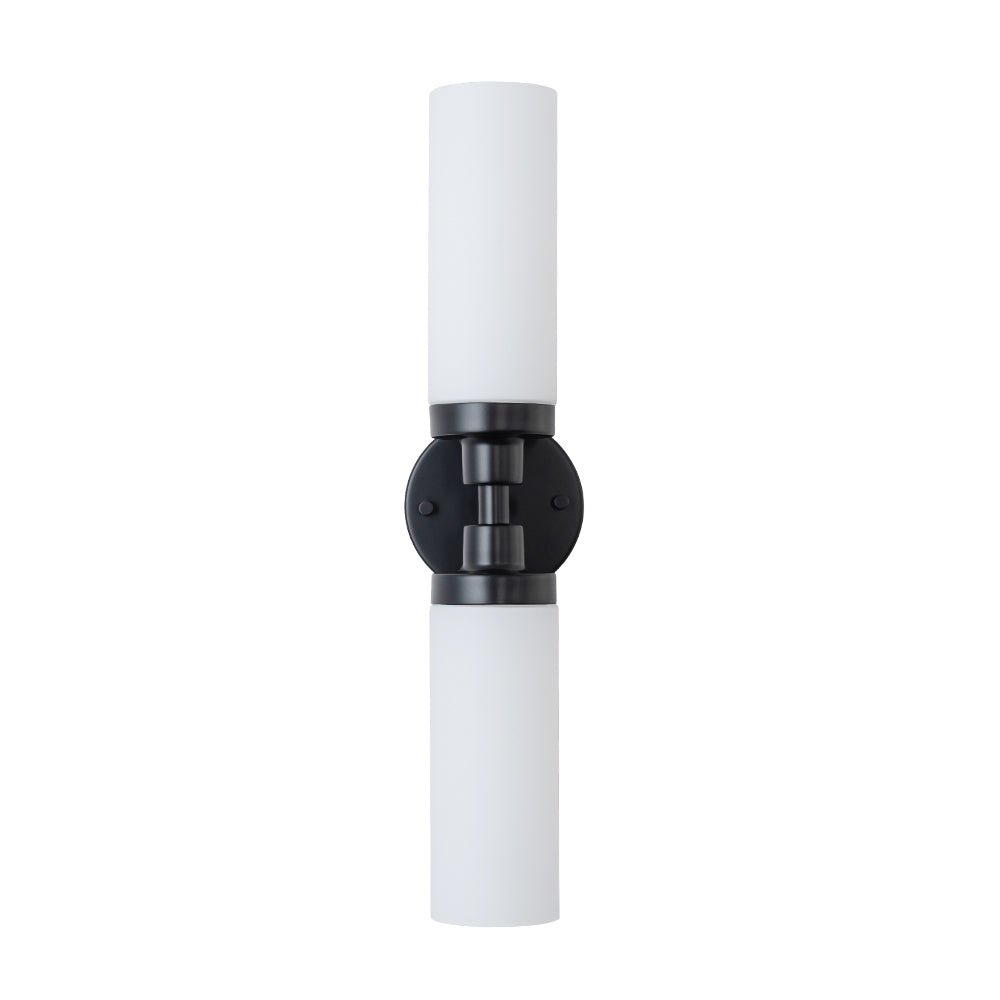 Modern 2-Light Opal Glass Cylinder Vanity Wall Lamp