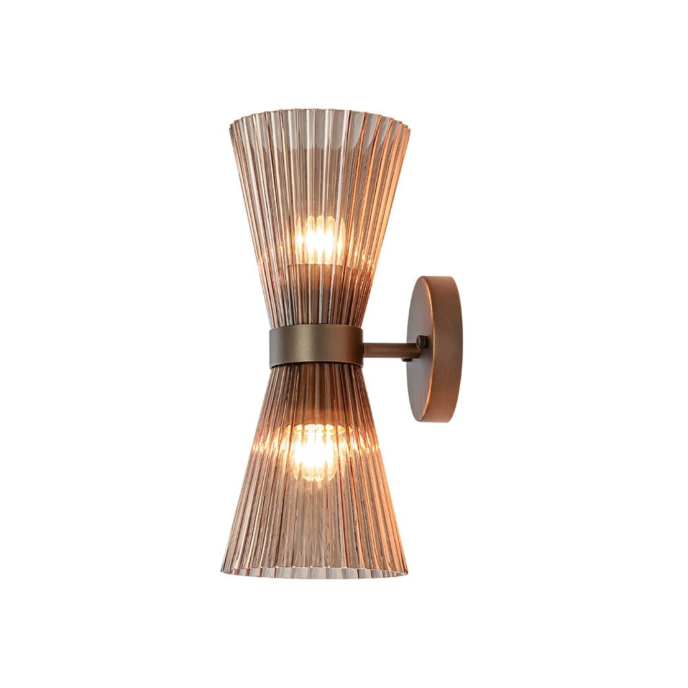 Modern 2-Light Up Down Pleated Glass Cone Wall Sconce