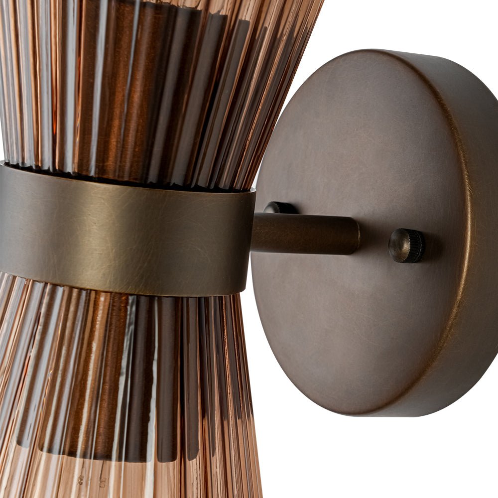 Modern 2-Light Up Down Pleated Glass Cone Wall Sconce