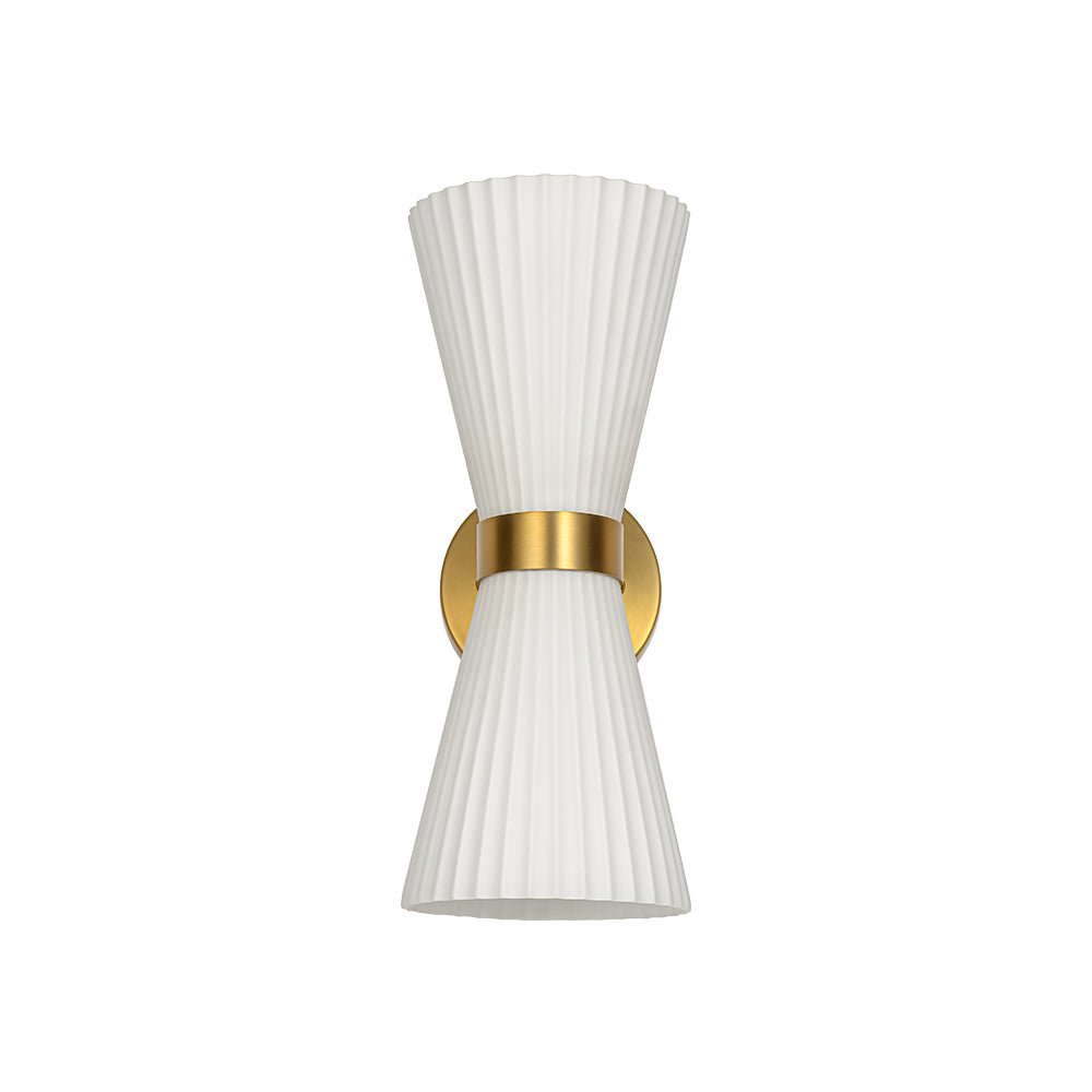 Modern 2-Light Up Down Pleated Glass Cone Wall Sconce