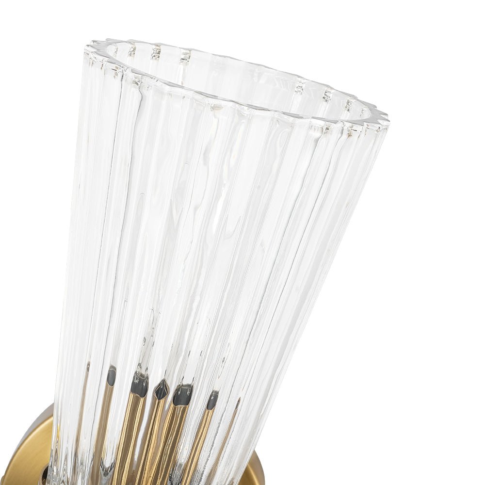 Modern 2-Light Up Down Ribbed Glass Hourglass Wall Lamp