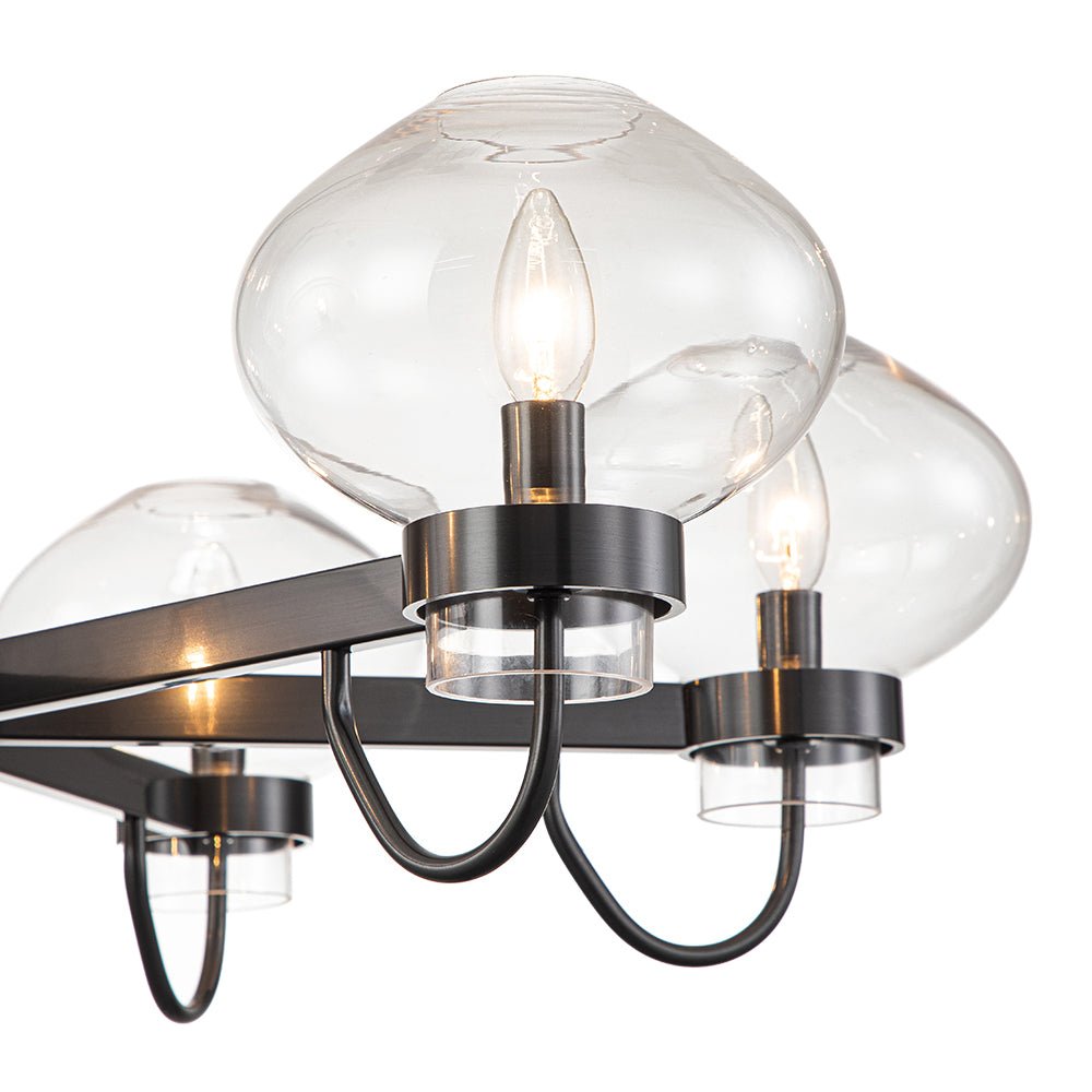 Modern 6-Light Candle Style Clear Glass Round Chandelier
