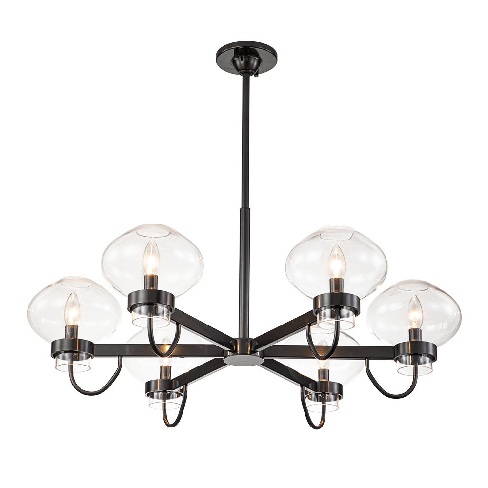 Modern 6-Light Candle Style Clear Glass Round Chandelier