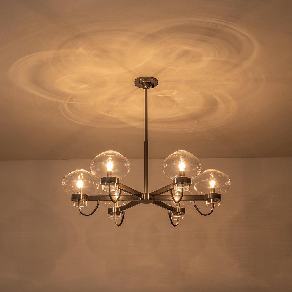 Modern 6-Light Candle Style Clear Glass Round Chandelier