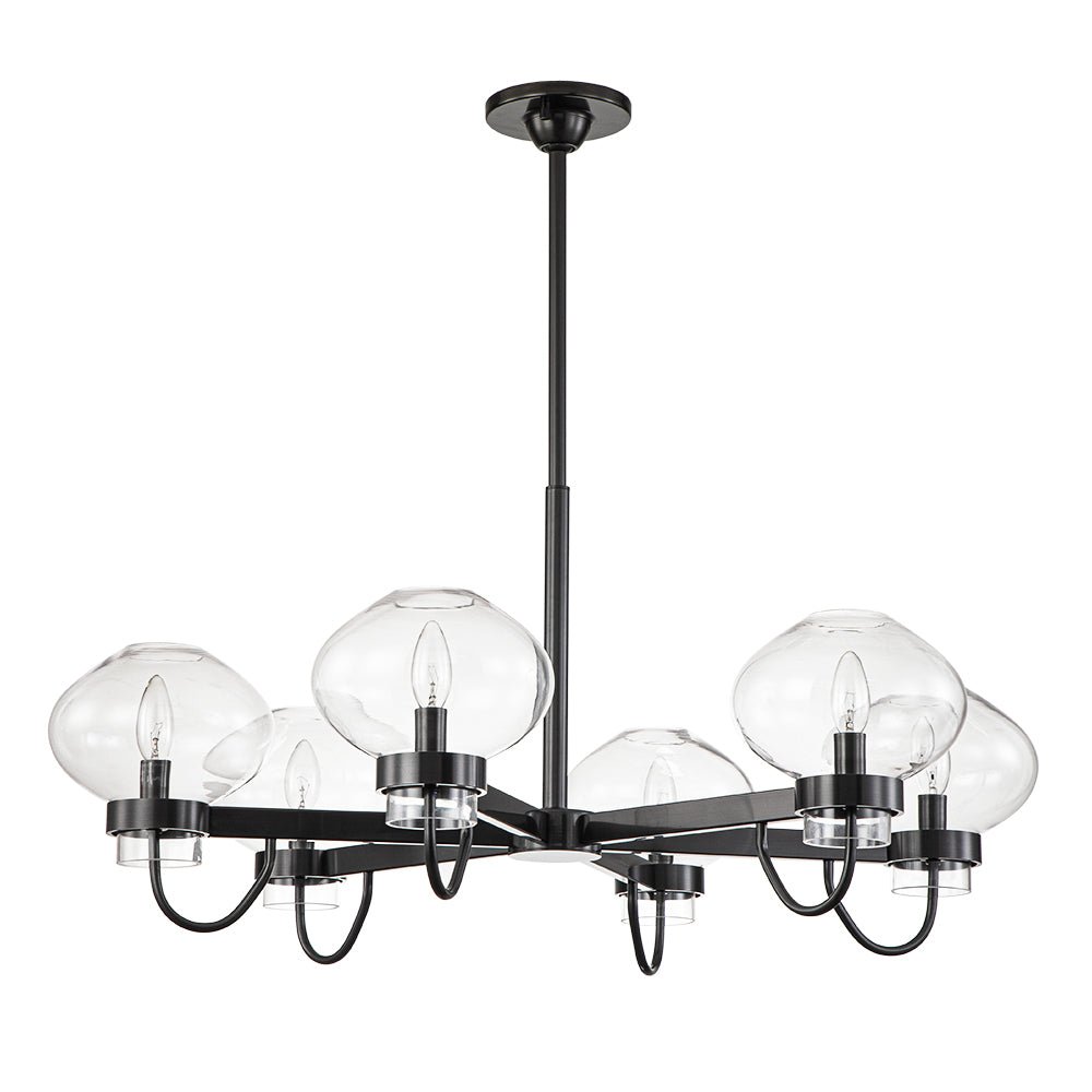 Modern 6-Light Candle Style Clear Glass Round Chandelier