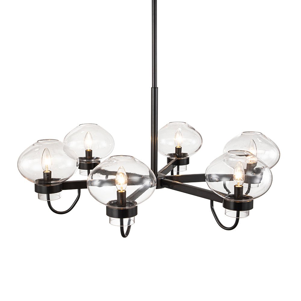 Modern 6-Light Candle Style Clear Glass Round Chandelier