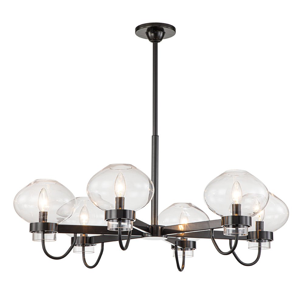 Modern 6-Light Candle Style Clear Glass Round Chandelier