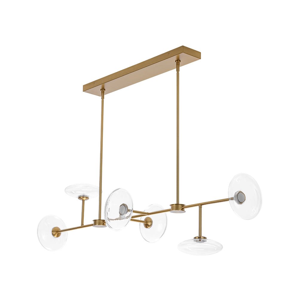 Modern 6-light Clear Glass Dimmable LED Linear Island Chandelier