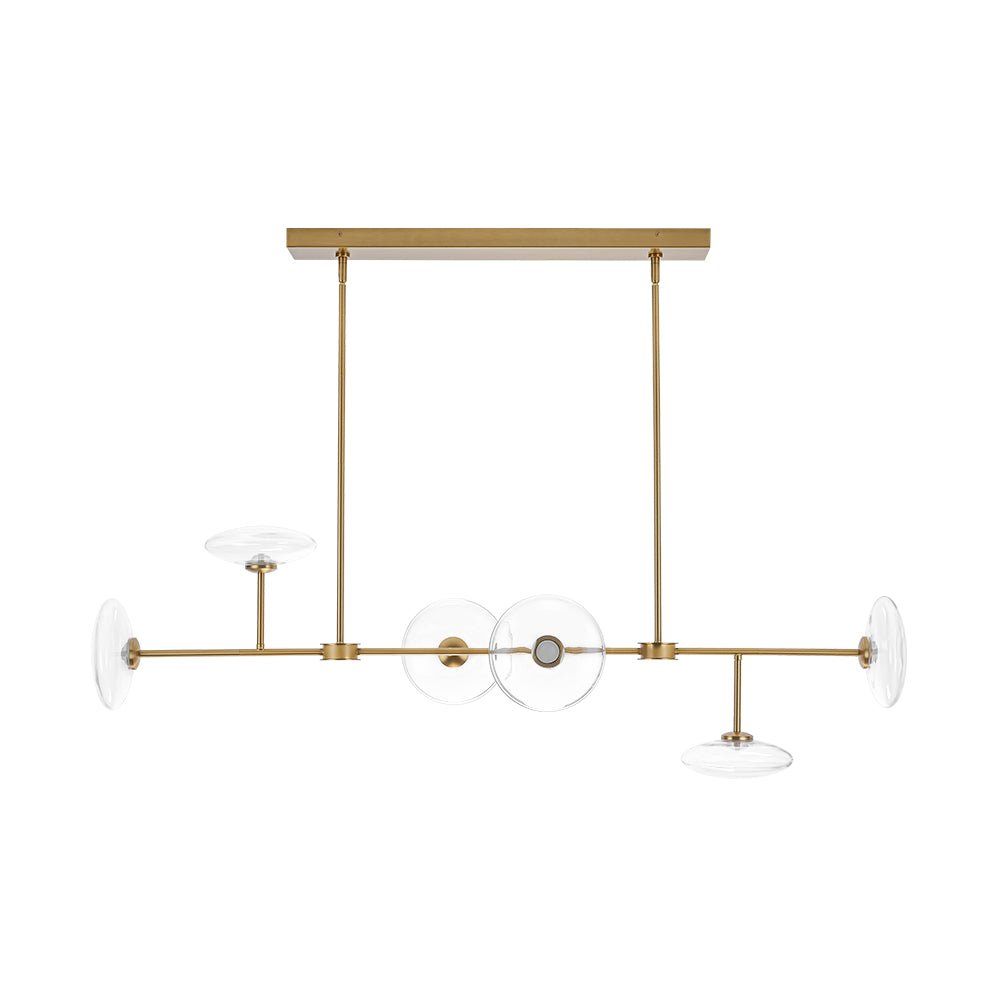 Modern 6-light Clear Glass Dimmable LED Linear Island Chandelier