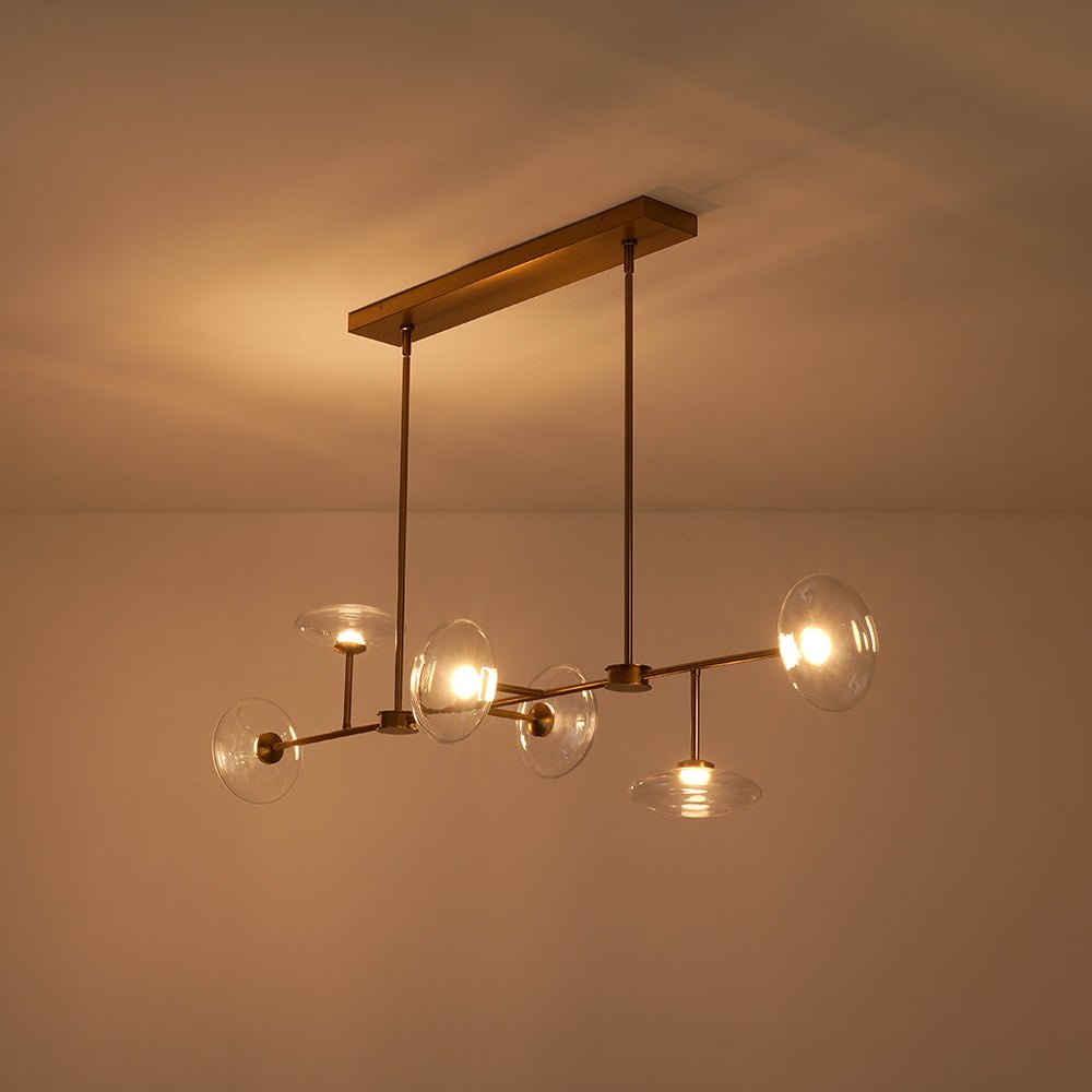 Modern 6-light Clear Glass Dimmable LED Linear Island Chandelier