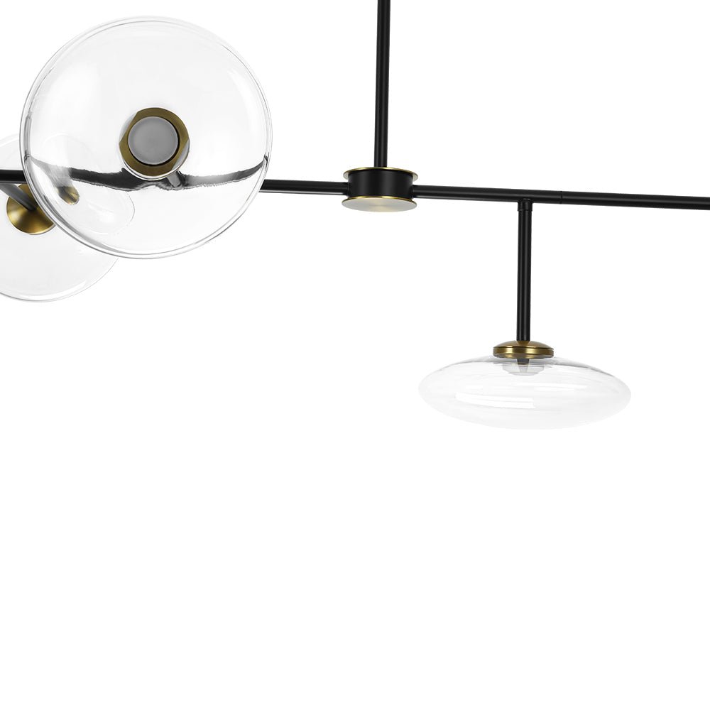 Modern 6-light Clear Glass Dimmable LED Linear Island Chandelier