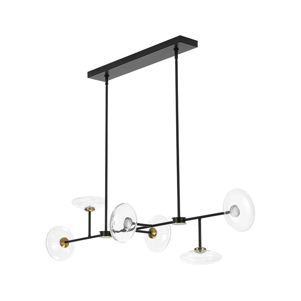 Modern 6-light Clear Glass Dimmable LED Linear Island Chandelier