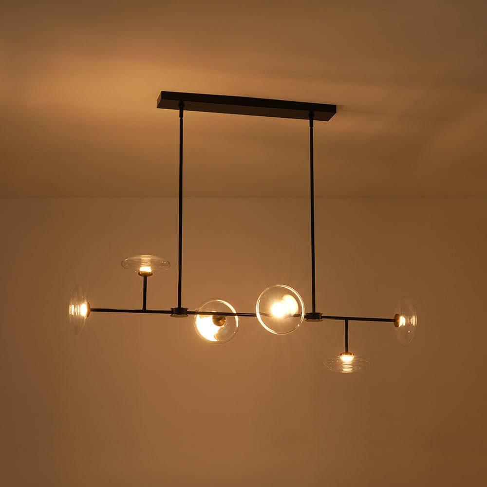 Modern 6-light Clear Glass Dimmable LED Linear Island Chandelier