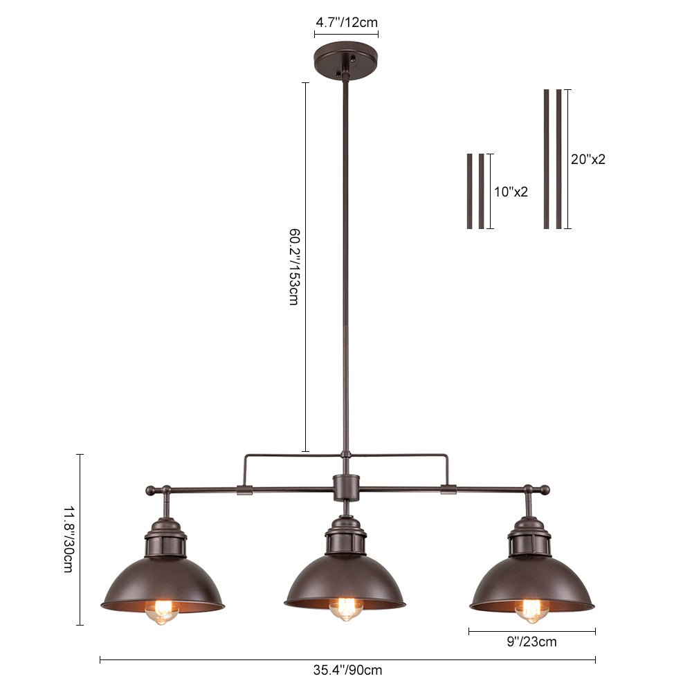 (OpenBox) Modern Farmhouse 3-light Island Pot Lid Dome Pendant