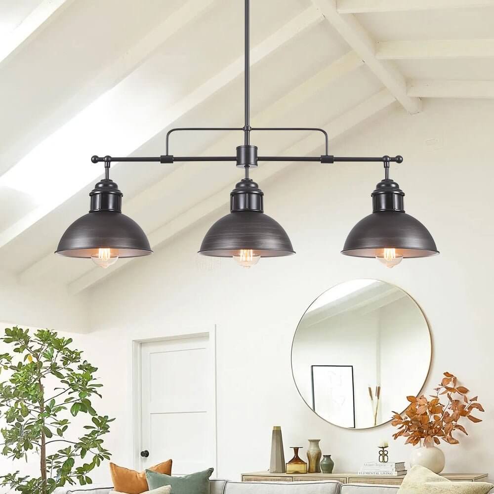 (OpenBox) Modern Farmhouse 3-light Island Pot Lid Dome Pendant