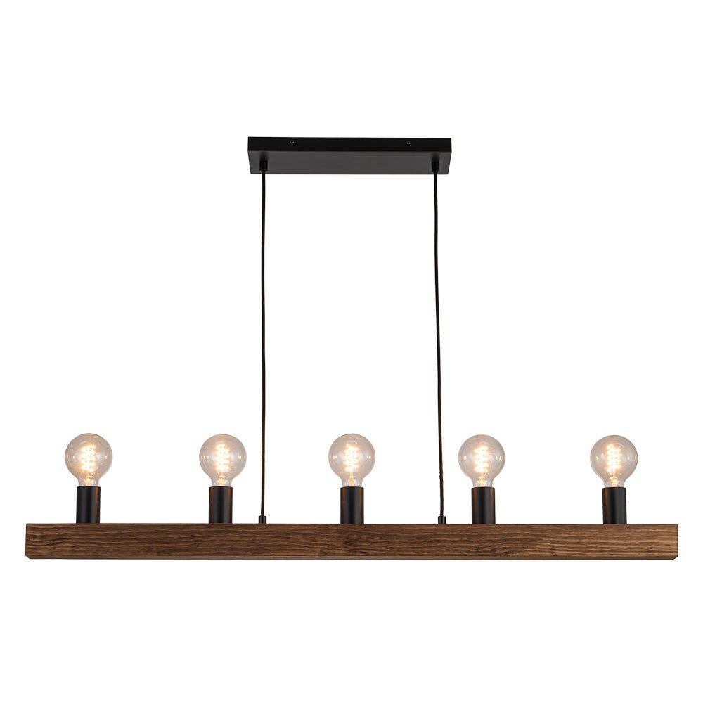 (OpenBox) Modern Farmhouse Pine Wooden Linear Island Chandelier