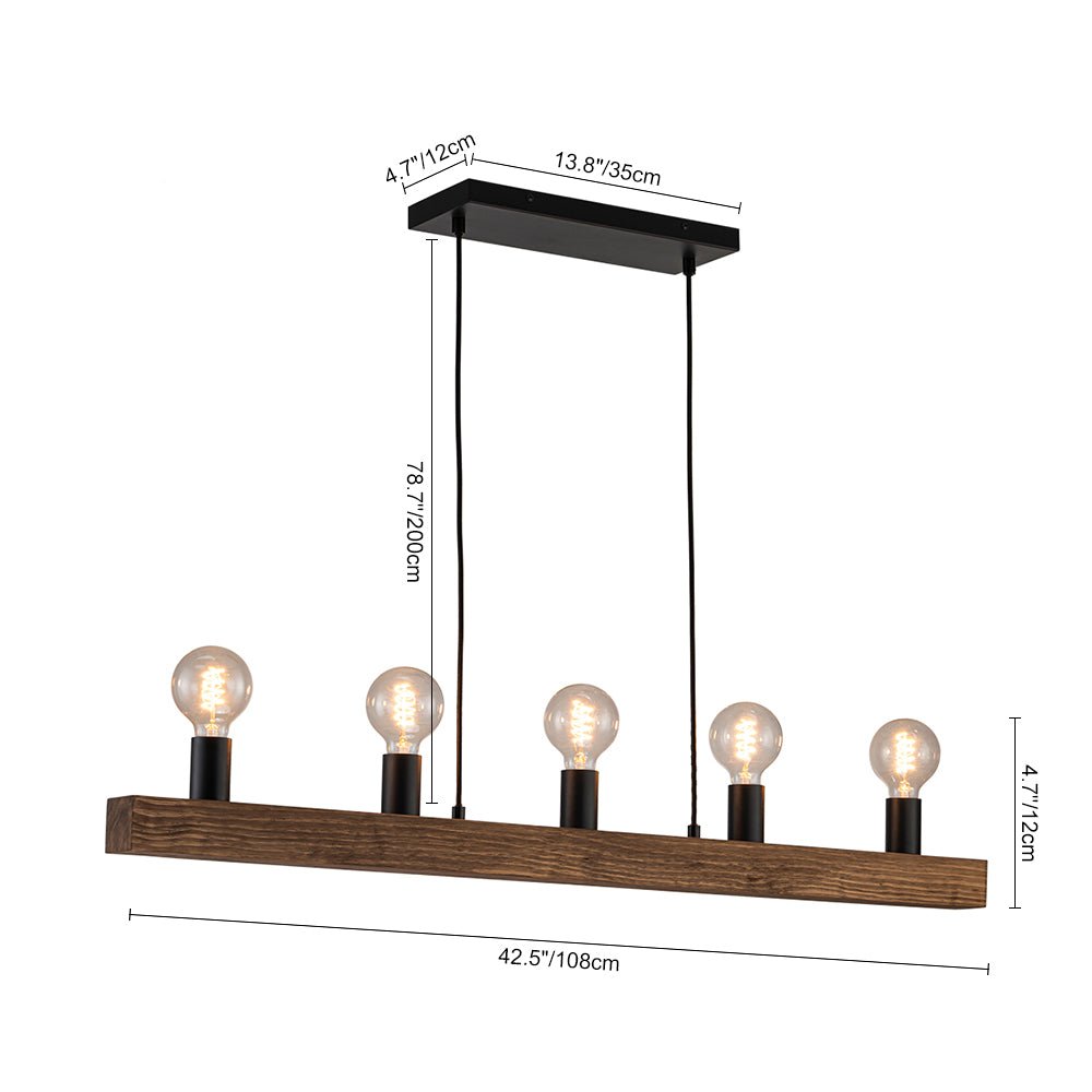 (OpenBox) Modern Farmhouse Pine Wooden Linear Island Chandelier