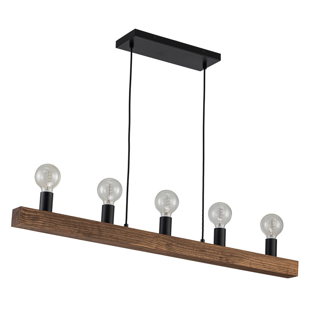 (OpenBox) Modern Farmhouse Pine Wooden Linear Island Chandelier