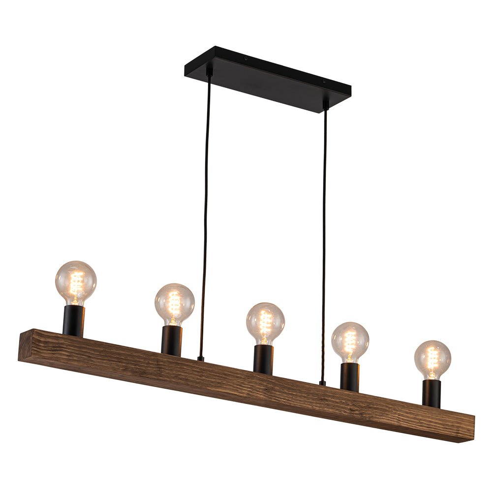 (OpenBox) Modern Farmhouse Pine Wooden Linear Island Chandelier
