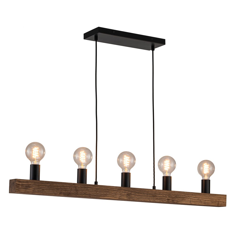 (OpenBox) Modern Farmhouse Pine Wooden Linear Island Chandelier