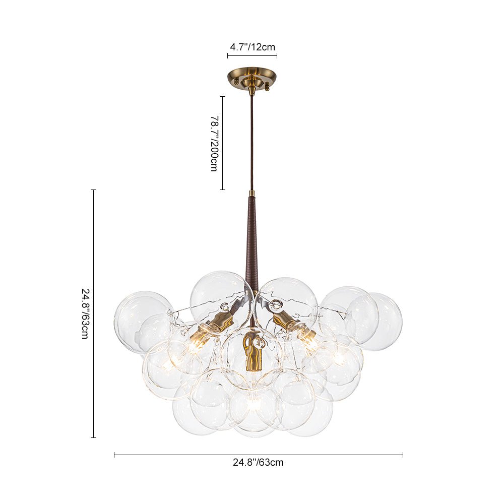 Mocha Mousse Clear Glass Globe Cluster Bubble Chandelier