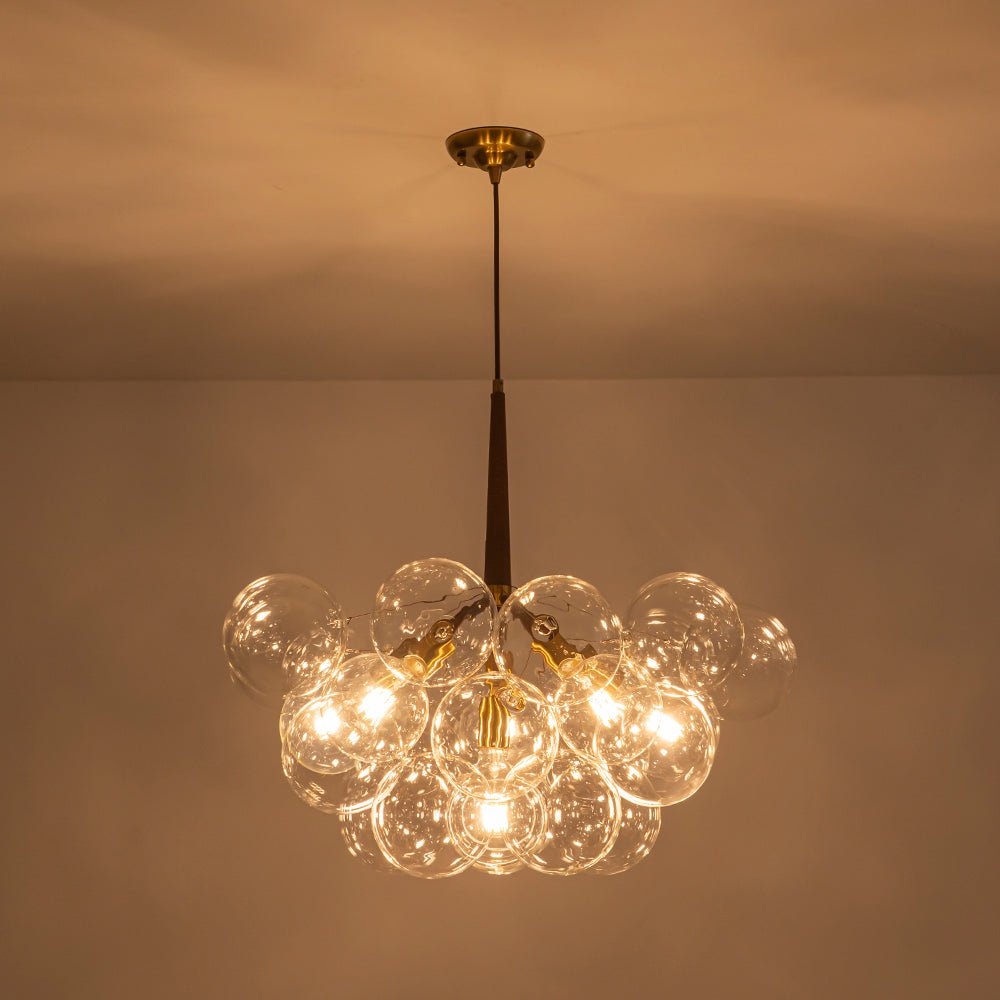 Mocha Mousse Clear Glass Globe Cluster Bubble Chandelier