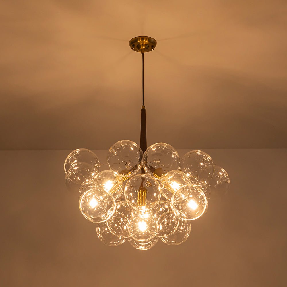 Mocha Mousse Clear Glass Globe Cluster Bubble Chandelier