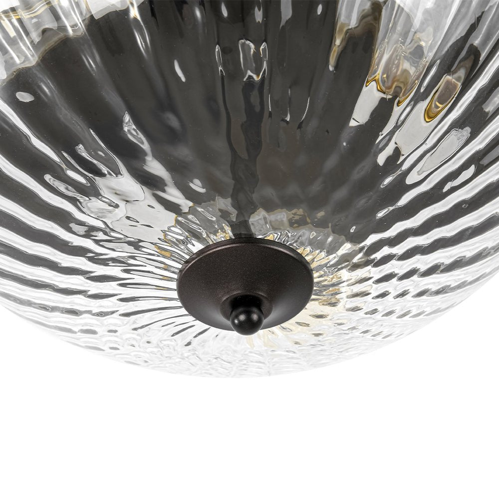 (OpenBox) Oil Rubbed Bronze Fluted Glass Flush Mount Ceiling Light