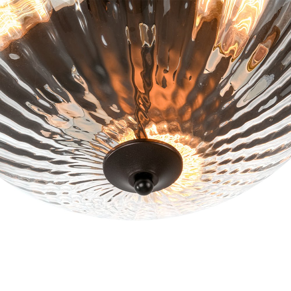 (OpenBox) Oil Rubbed Bronze Fluted Glass Flush Mount Ceiling Light