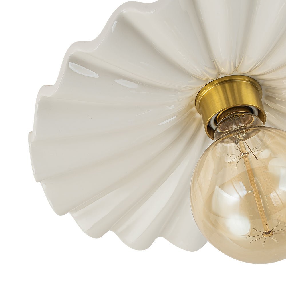 (OpenBox) 1-Light Creamy Ceramic Shade Semi Flush Mount