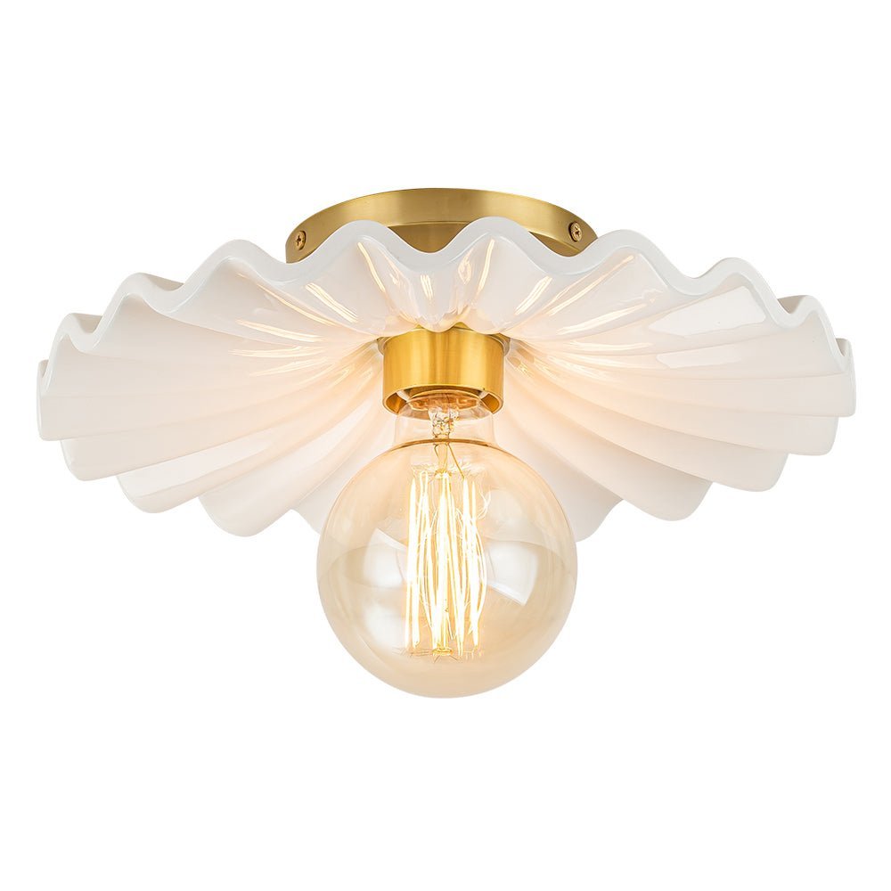 (OpenBox) 1-Light Creamy Ceramic Shade Semi Flush Mount