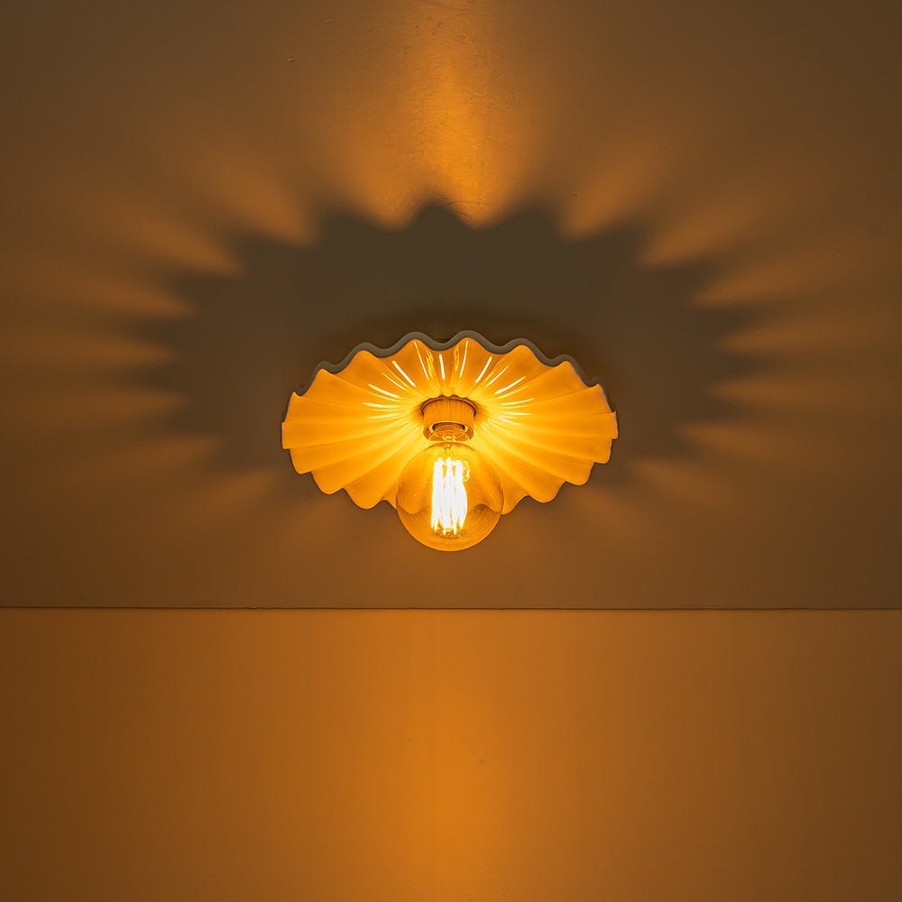 (OpenBox) 1-Light Creamy Ceramic Shade Semi Flush Mount