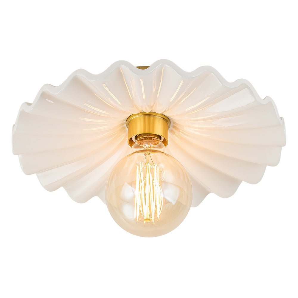 (OpenBox) 1-Light Creamy Ceramic Shade Semi Flush Mount