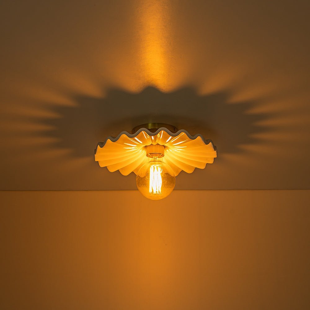 (OpenBox) 1-Light Creamy Ceramic Shade Semi Flush Mount