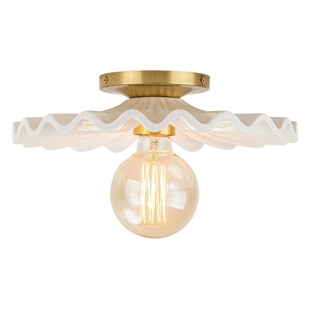 (OpenBox) 1-Light Creamy Ceramic Shade Semi Flush Mount