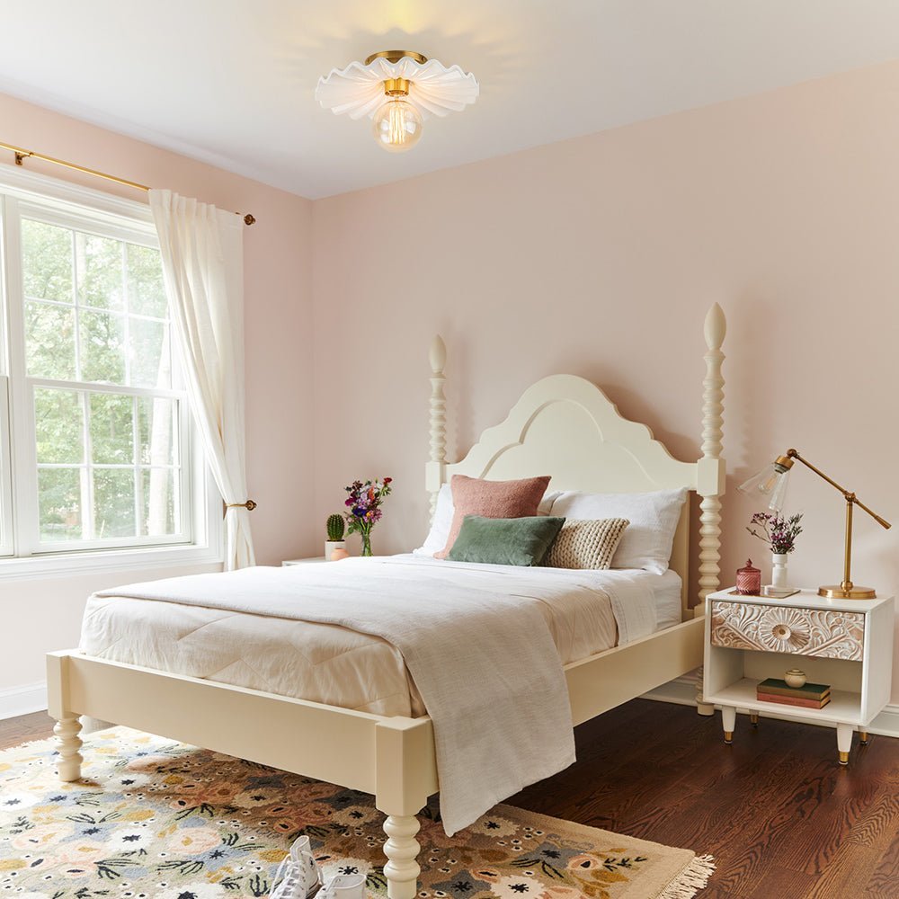 (OpenBox) 1-Light Creamy Ceramic Shade Semi Flush Mount