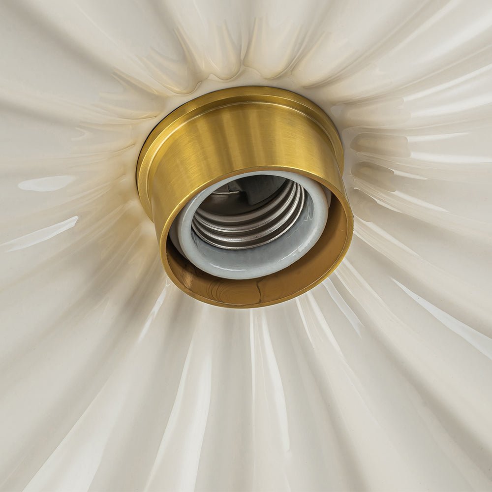 (OpenBox) 1-Light Creamy Ceramic Shade Semi Flush Mount