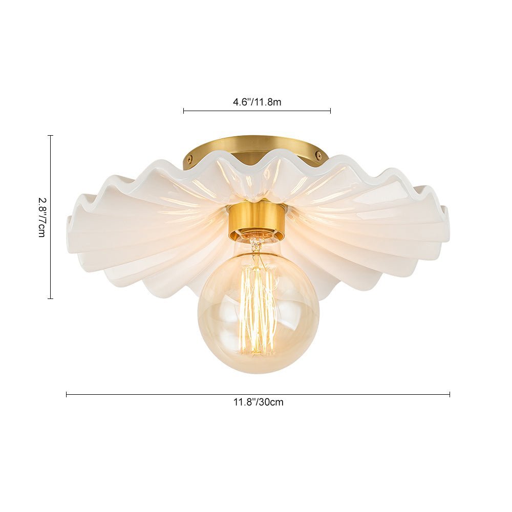 (OpenBox) 1-Light Creamy Ceramic Shade Semi Flush Mount