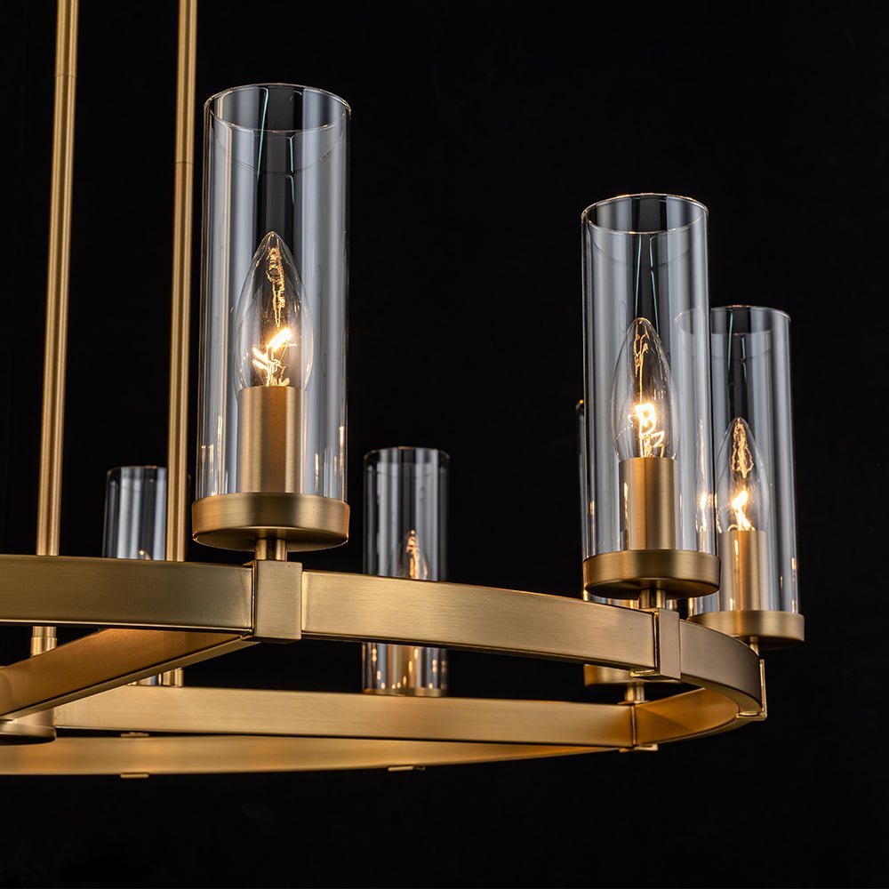 (OpenBox) 12-Light Clear Glass Shade Wagon Wheel Chandelier