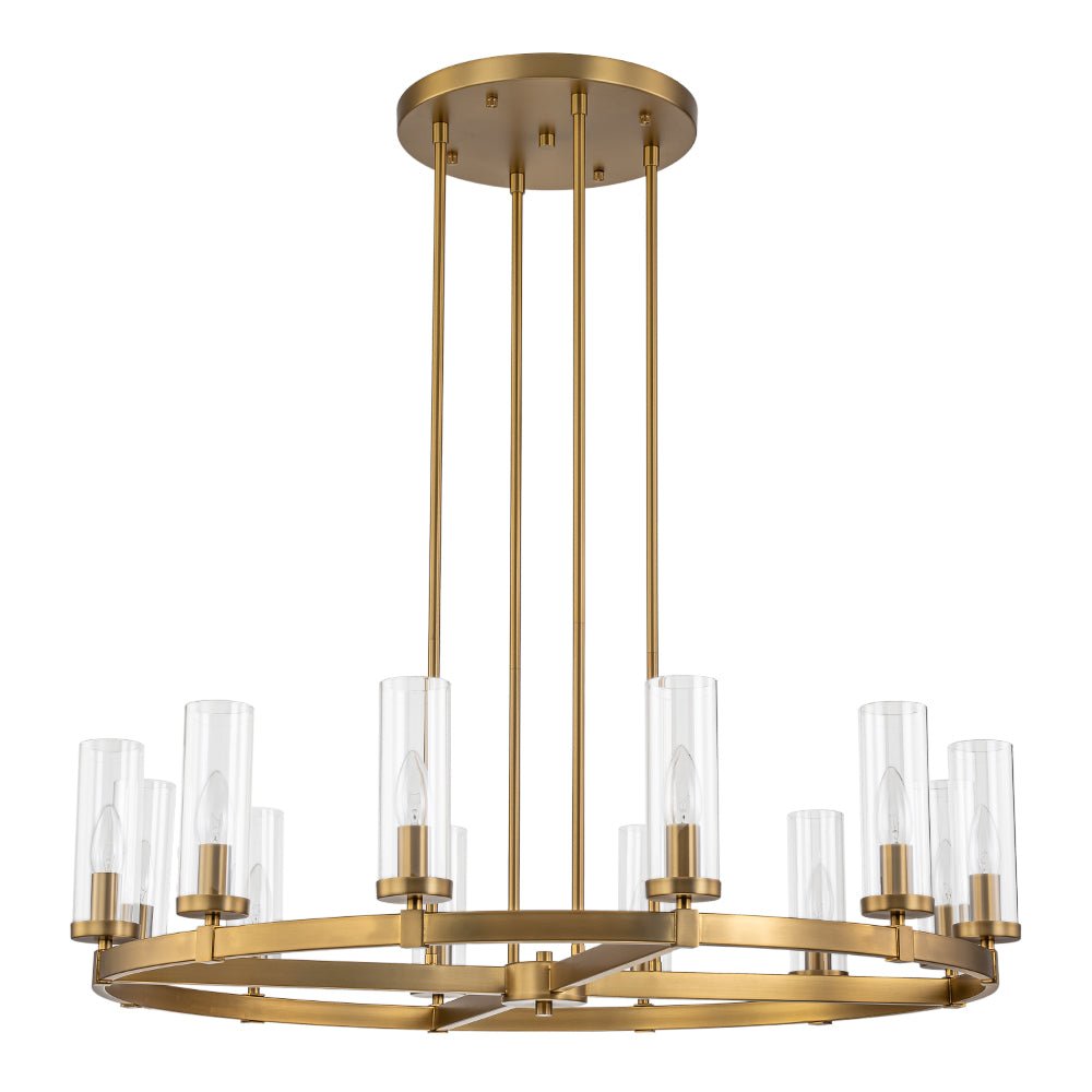 (OpenBox) 12-Light Clear Glass Shade Wagon Wheel Chandelier