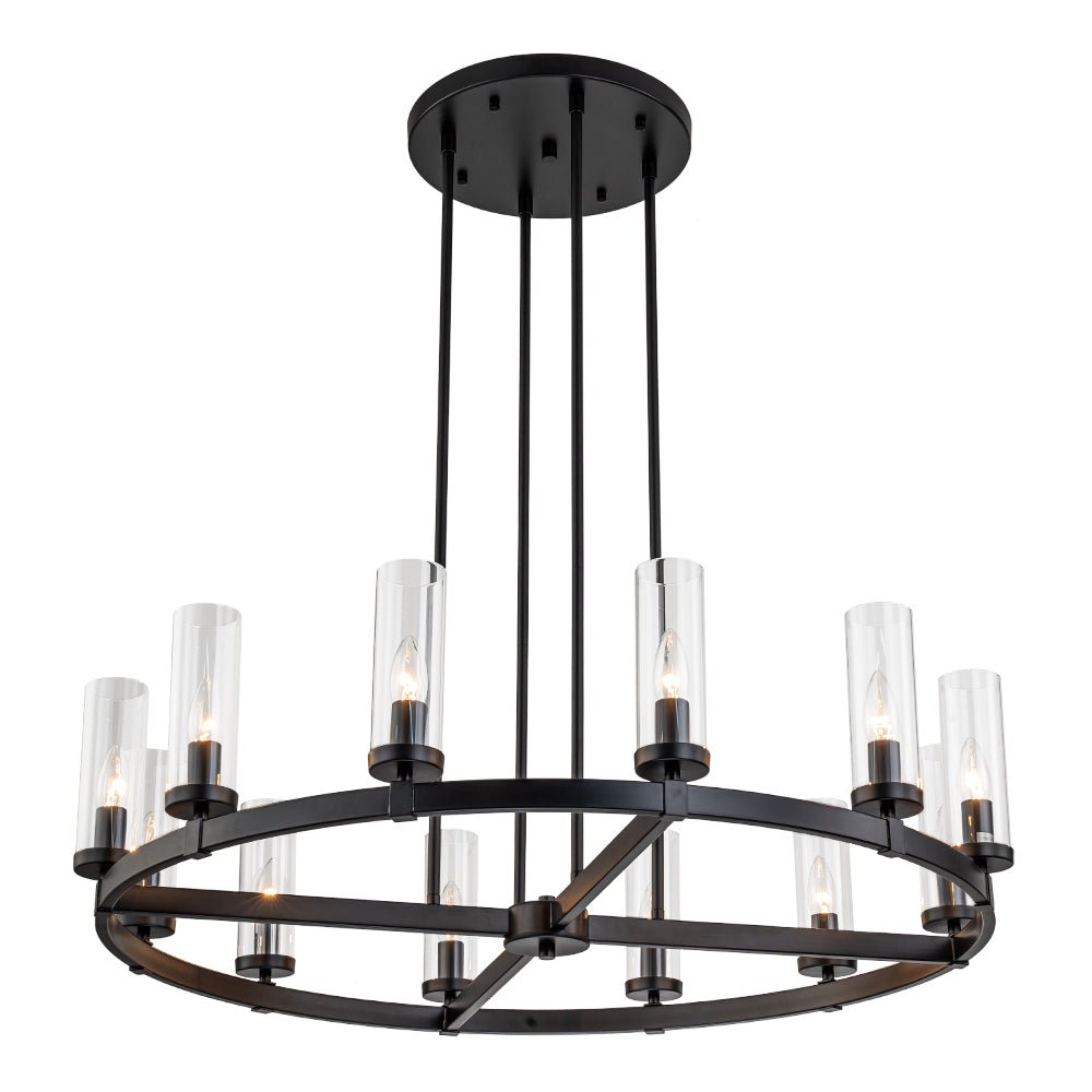 (OpenBox) 12-Light Clear Glass Shade Wagon Wheel Chandelier