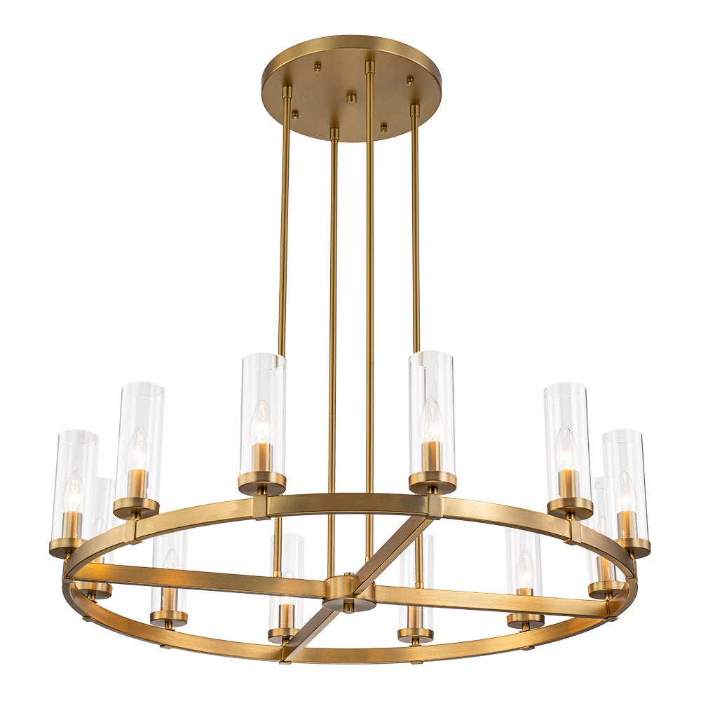 (OpenBox) 12-Light Clear Glass Shade Wagon Wheel Chandelier