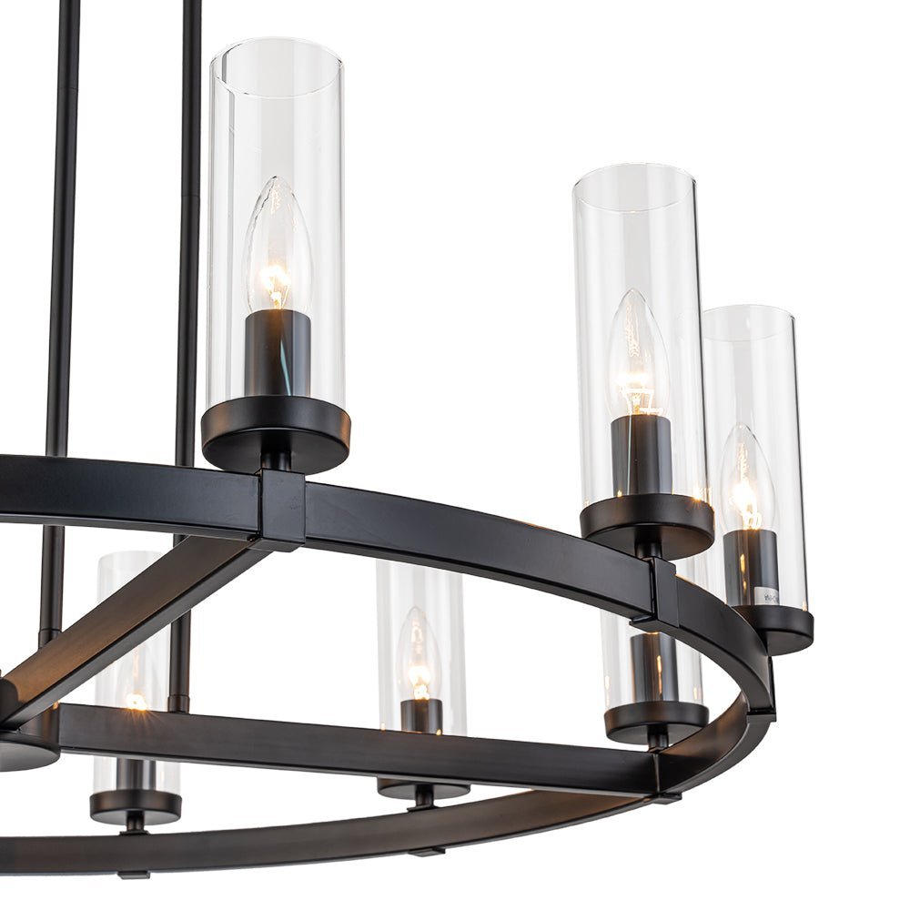 (OpenBox) 12-Light Clear Glass Shade Wagon Wheel Chandelier