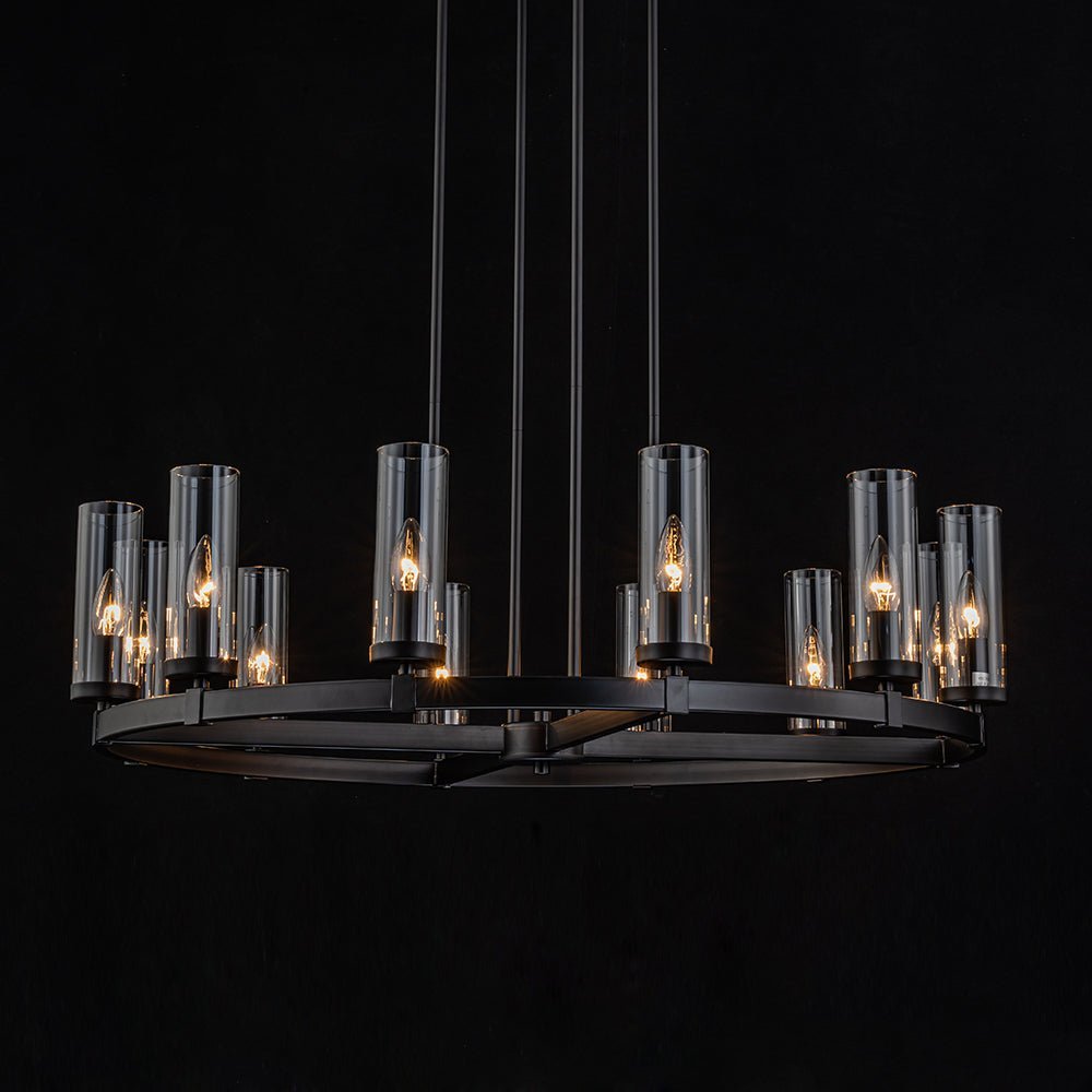 (OpenBox) 12-Light Clear Glass Shade Wagon Wheel Chandelier
