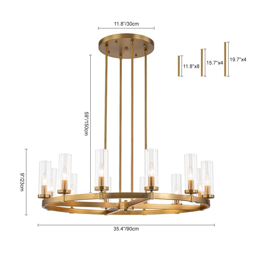 (OpenBox) 12-Light Clear Glass Shade Wagon Wheel Chandelier