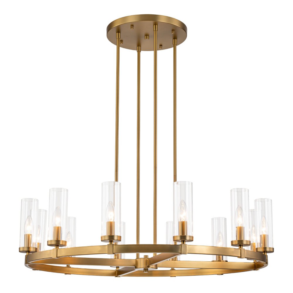 (OpenBox) 12-Light Clear Glass Shade Wagon Wheel Chandelier