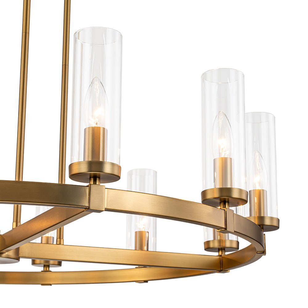 (OpenBox) 12-Light Clear Glass Shade Wagon Wheel Chandelier
