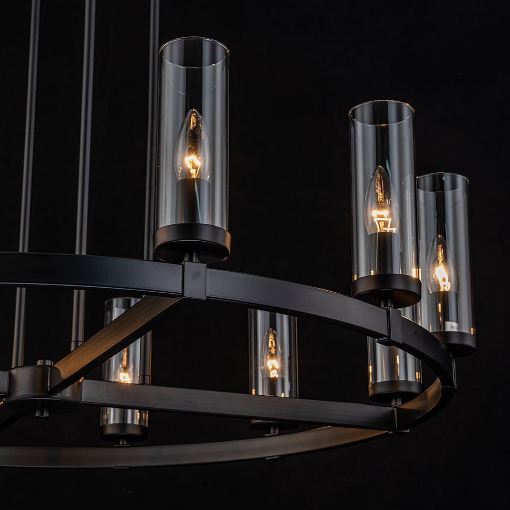 (OpenBox) 12-Light Clear Glass Shade Wagon Wheel Chandelier